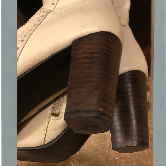 RiaRosa White Leather Heeled Boots – Size 38 (US 8) - Picture 4 of 12
